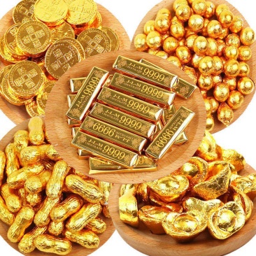 金币钱币巧克力元宝花生金条金球儿童零食圣诞节礼物喜糖果