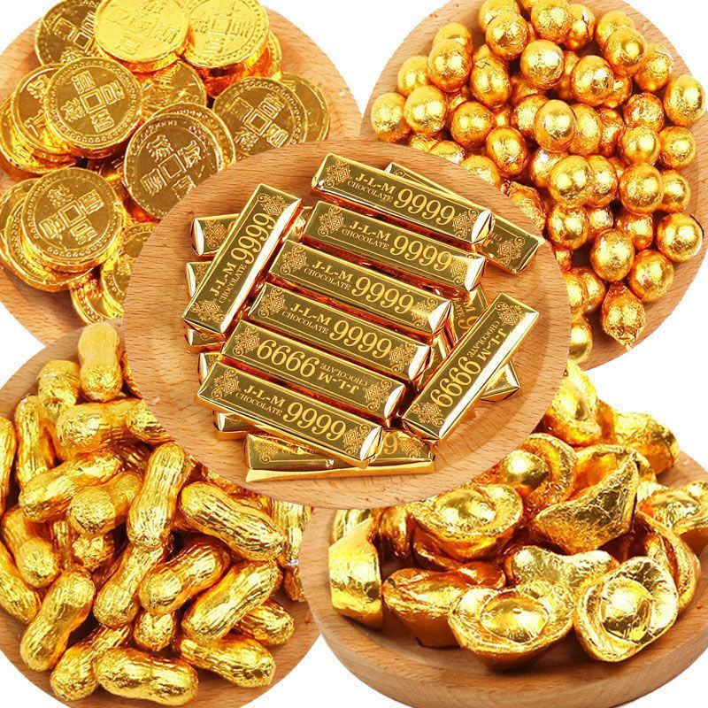金币钱币巧克力元宝花生金条金球儿童零食圣诞节礼物喜糖果