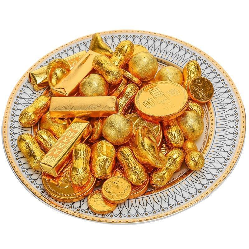 金币钱币巧克力元宝花生金条金球儿童零食圣诞节礼物喜糖果