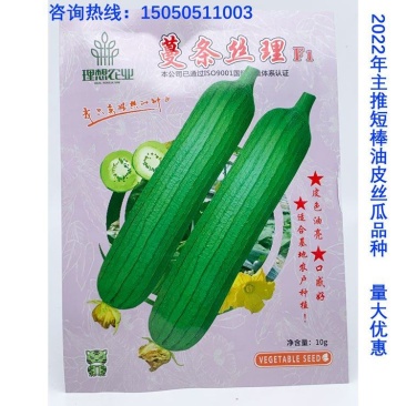 理想短棒油皮丝瓜种子油亮短丝瓜水瓜种子原装10克