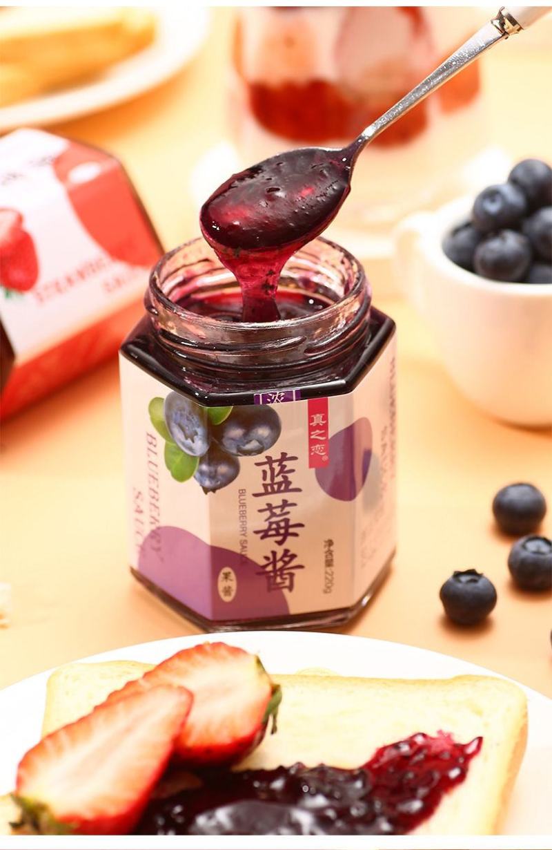 蓝莓酱草莓酱果酱面包涂抹面包酱蓝莓果酱草莓果酱多口味批发