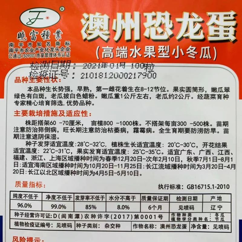 高端水果冬瓜种子很嫩很好吃澳州恐龙蛋冬瓜种子早熟小冬瓜