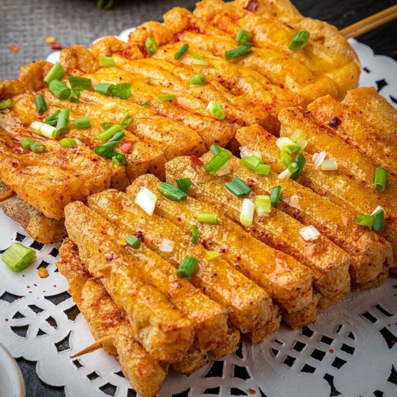 冷冻豆腐串100/包烧烤串豆串兰花干豆腐关东煮麻辣烫商用