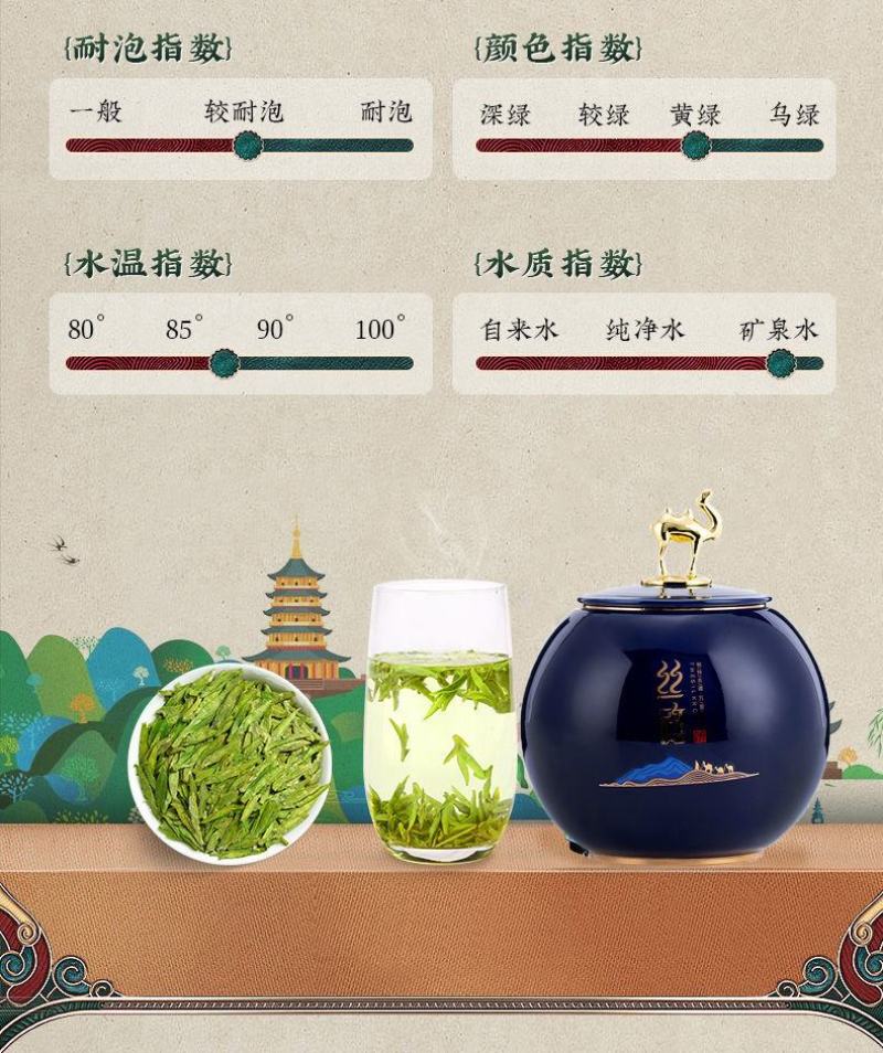 正宗龙井茶叶明前嫩芽浓香绿茶高档陶瓷罐礼盒装年货送礼送长