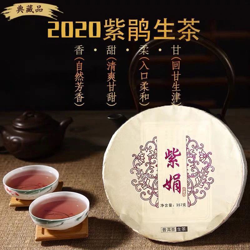 紫娟茶云南茶生茶紫鹃茶紫芽茶清香型花青素含量高茶饼包邮
