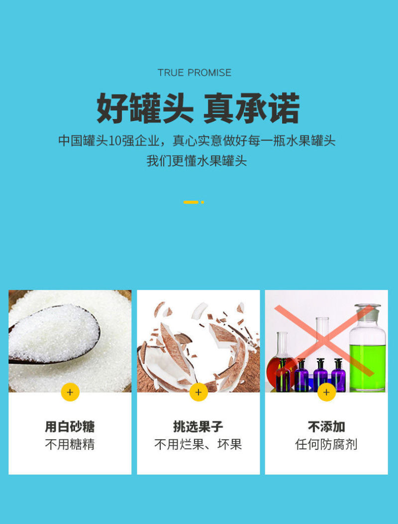 厂家销欢乐家椰果罐头256gX6罐组合混搭水果椰果罐头