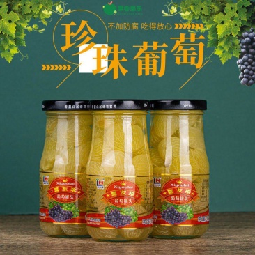 糖水去皮巨峰葡萄罐头248gx6瓶玻璃瓶装新鲜水果罐头