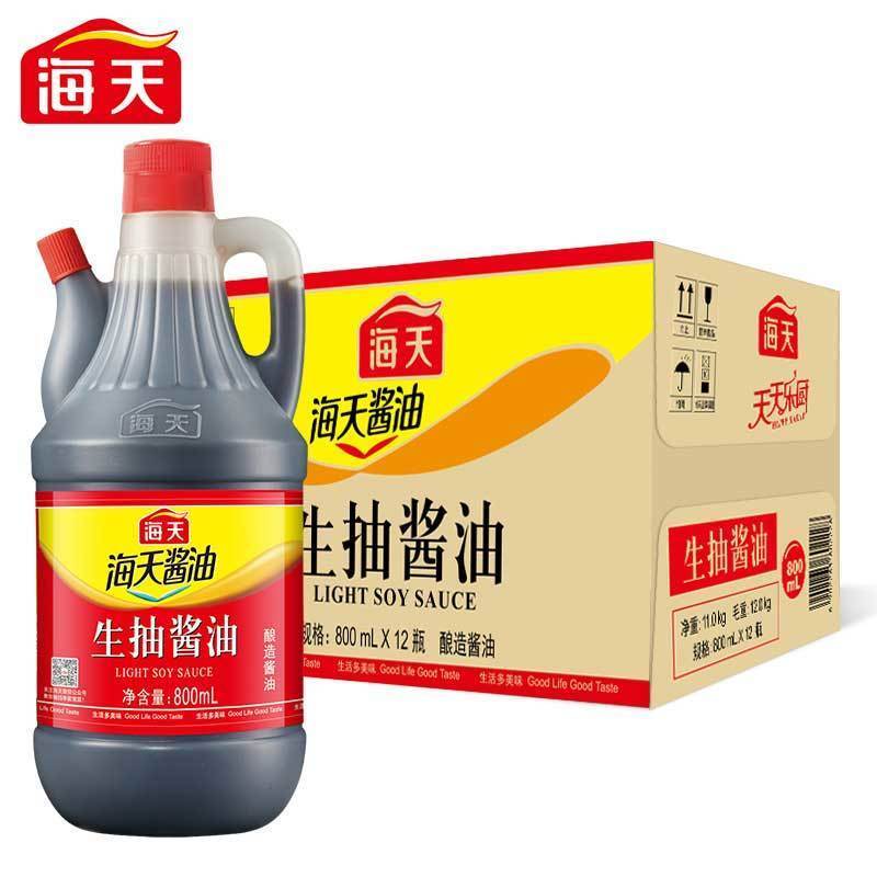 海天生抽酱油800ml*12瓶黄豆酿造酱油凉拌做汤蘸料