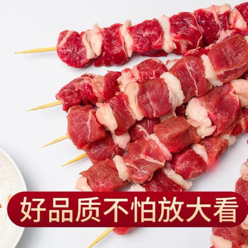 内蒙古羔羊肉串半成品羊肉串大草原板面筋新鲜绵羊大串羊肉串