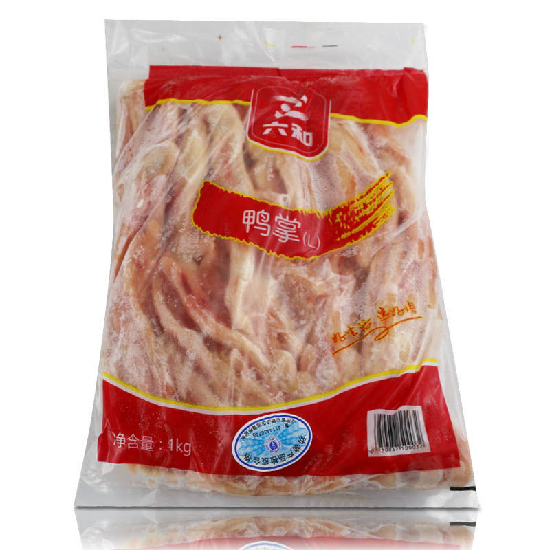 六和L号大鸭掌带冰20斤整箱生鸭掌带骨鸭脚鸭爪批发包邮