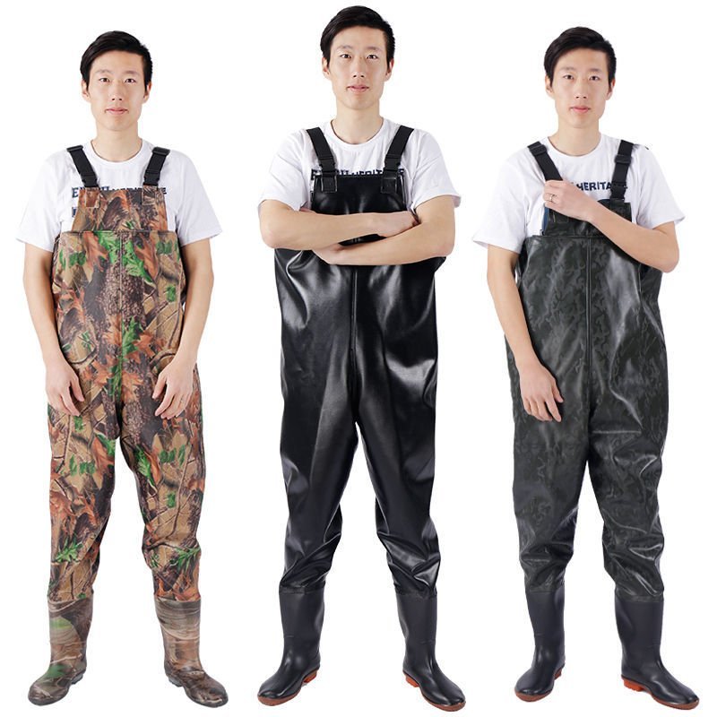 渔达人加厚下水裤半身捕鱼雨裤男连体全身防水衣服水叉裤水库