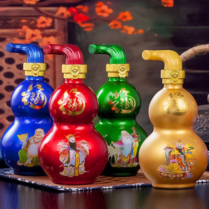 白酒整箱53度清香型纯粮食固态发酵葫芦4瓶礼盒装送礼