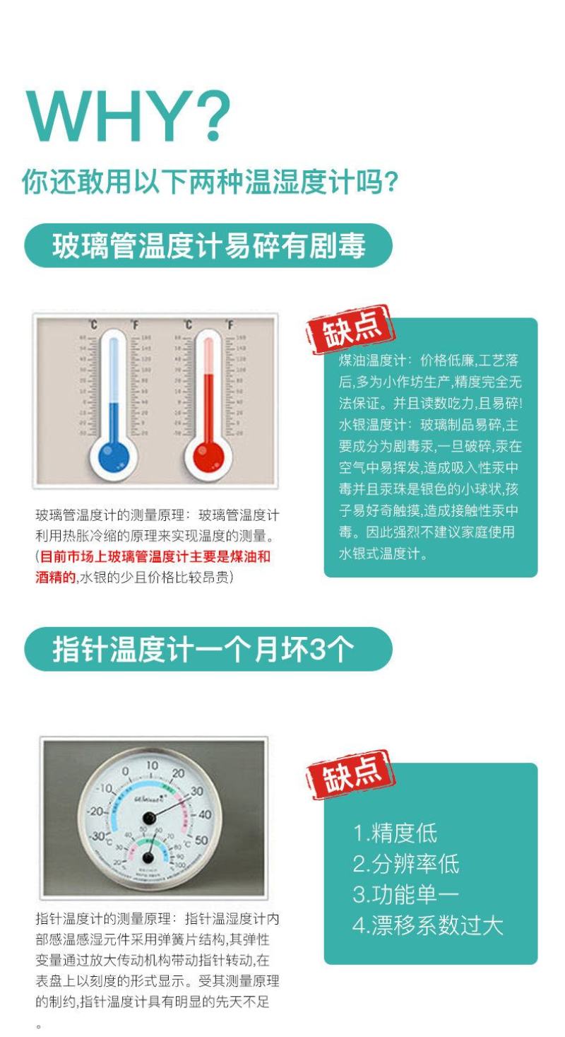 充电温湿度计高精准度室内外电子家庭测温表壁挂式干湿两用