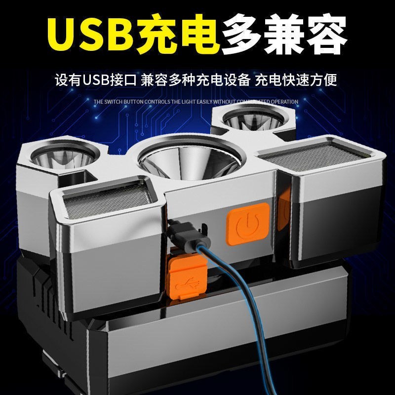 强光头灯可充电超亮远射户外头戴式矿灯野外防水照明灯夜钓鱼