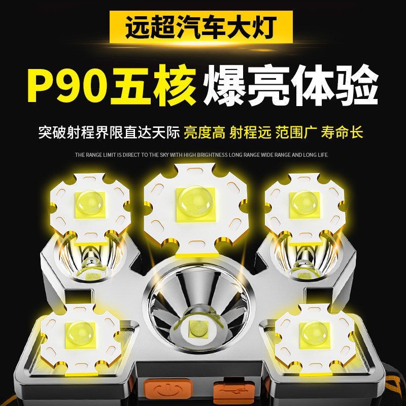 强光头灯可充电超亮远射户外头戴式矿灯野外防水照明灯夜钓鱼