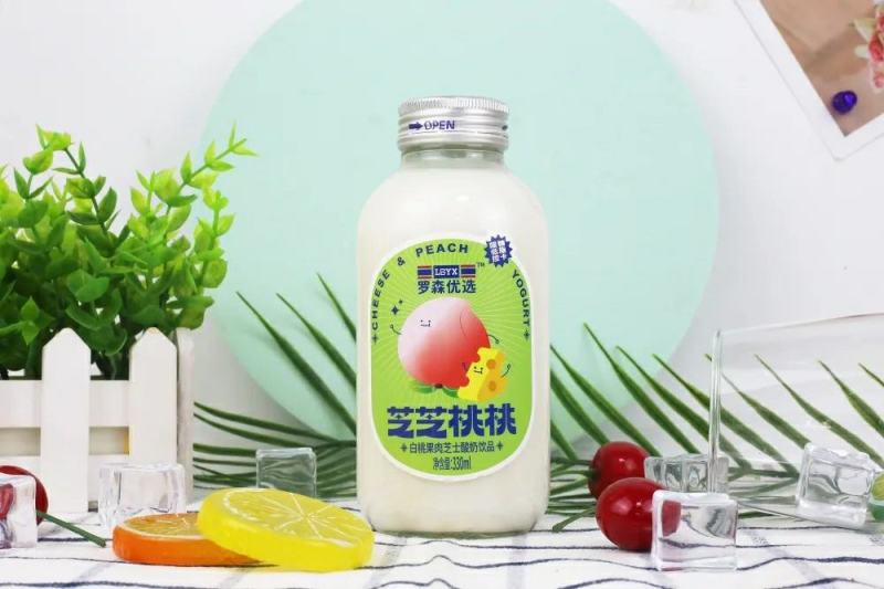 罗森优选酸奶饮品厂家直销大果粒高蛋白玻璃瓶便利店商超