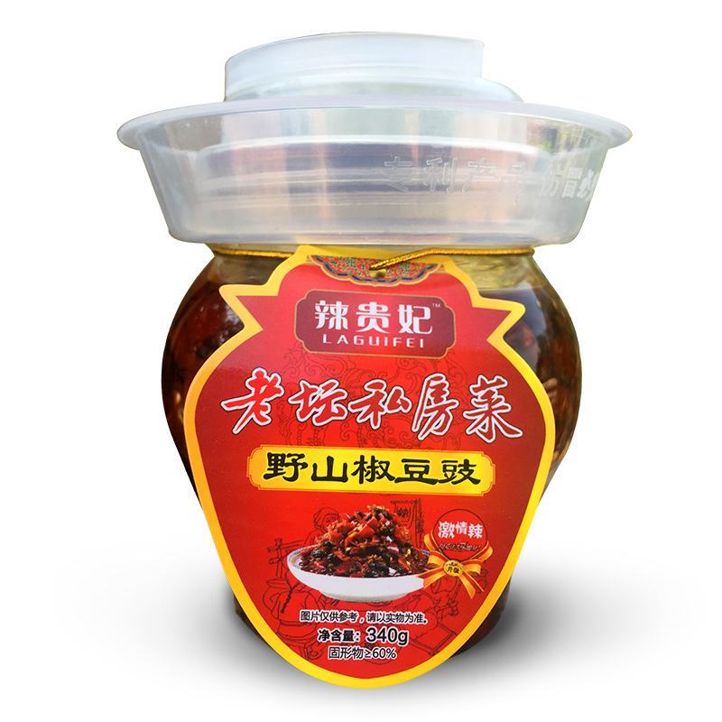 辣贵妃野山椒豆豉辣酱340g湖南特产超辣蒜蓉下饭拌豆豉辣