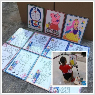 地摊儿童涂鸦画板DIY卡通涂鸦画板公园广场摆地摊批发