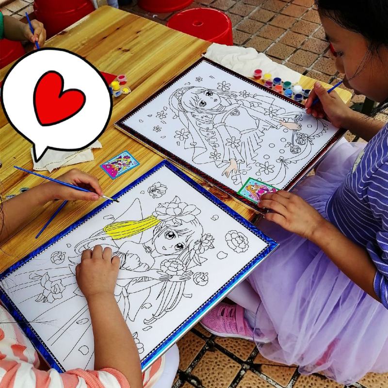 地摊儿童涂鸦画板DIY卡通涂鸦画板公园广场摆地摊批发