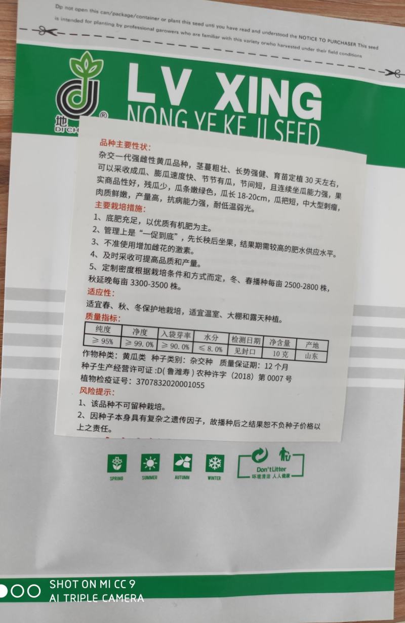 山东寿光绿金条强雌旱黄瓜种子大刺瘤节节有瓜包邮