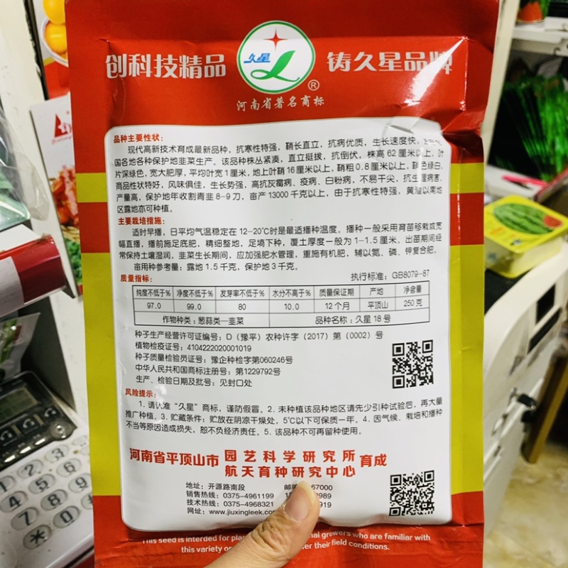 久星18号韭菜种子抗寒性特强鞘长不休眠韭菜种籽辛香味浓
