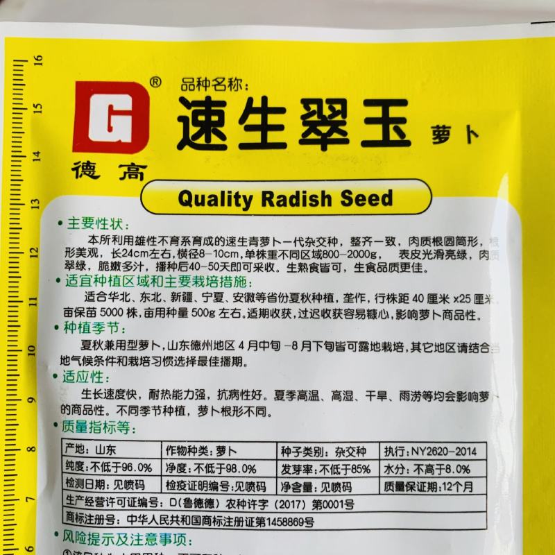 速生翠玉萝卜种子耐热抗病脆嫩多汁青萝卜种子水果萝卜