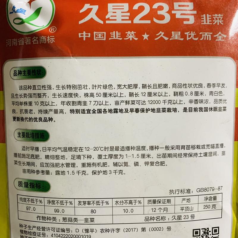 休眠韭菜更新换代优良品种久星23号韭菜种子萌发早高产