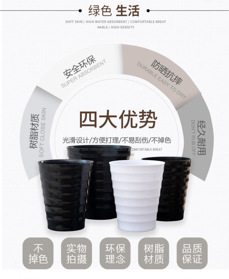 超大螺纹花盆加厚白色黑色仿瓷树脂花盆送托盘盆景植物大型塑