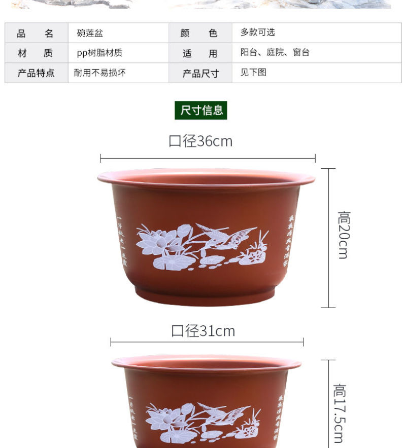 无孔荷花盆加厚加大花盆仿陶瓷碗莲睡莲花盆荷花水培绿植塑料