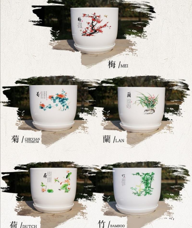 新款树脂仿陶瓷花盆中国风塑料花盆睡莲荷花盆碗莲无孔厂家批