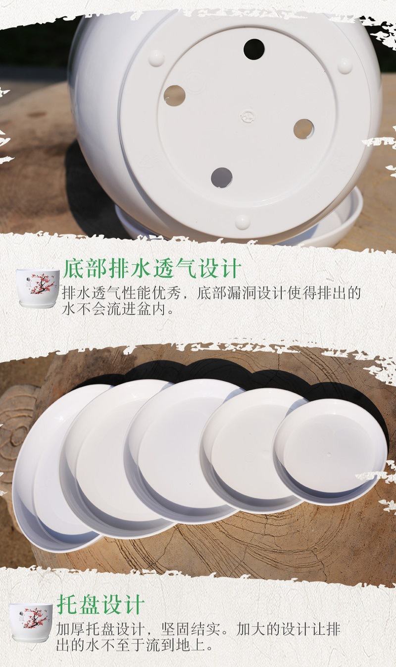 新款树脂仿陶瓷花盆中国风塑料花盆睡莲荷花盆碗莲无孔厂家批