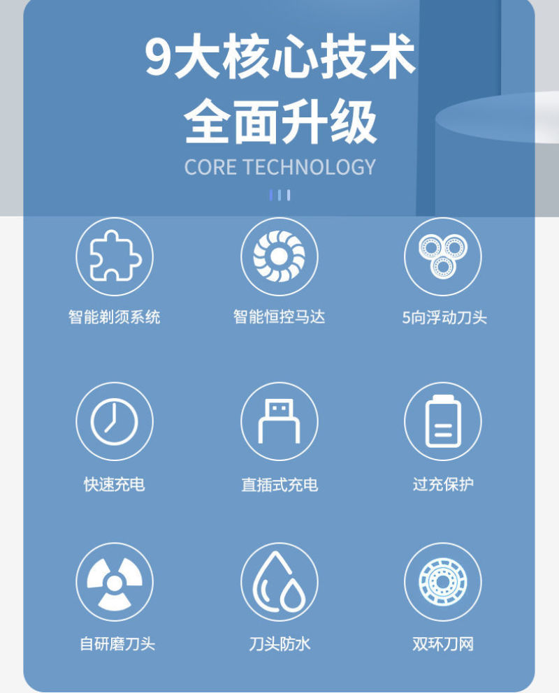 南极人剃须刀电动刮胡刀男士充电式须刨胡须刀头水洗智能刮胡