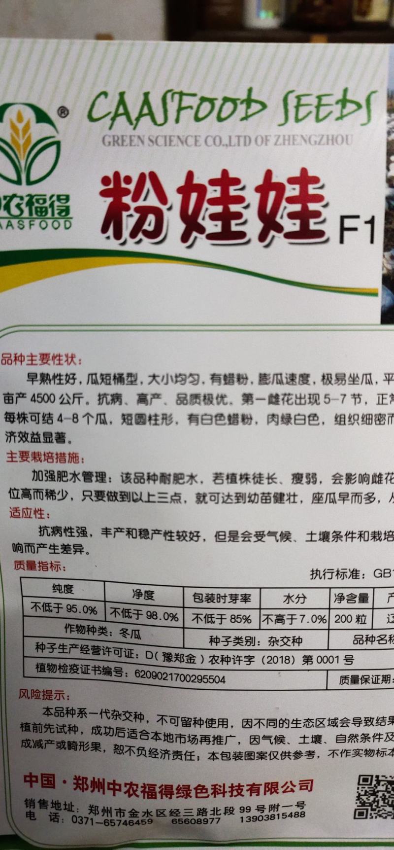 冬瓜种子粉娃娃F1早熟性好，瓜短桶型，大小均匀有蜡粉