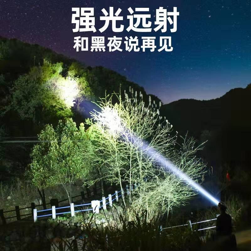 包邮）头灯强光可充电户外超亮远射头戴式手电超长待机双锂电