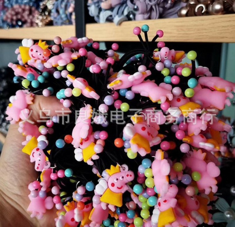 地摊一元模式皮筋头绳发绳头花发圈高弹力皮筋扎头发绳包邮。