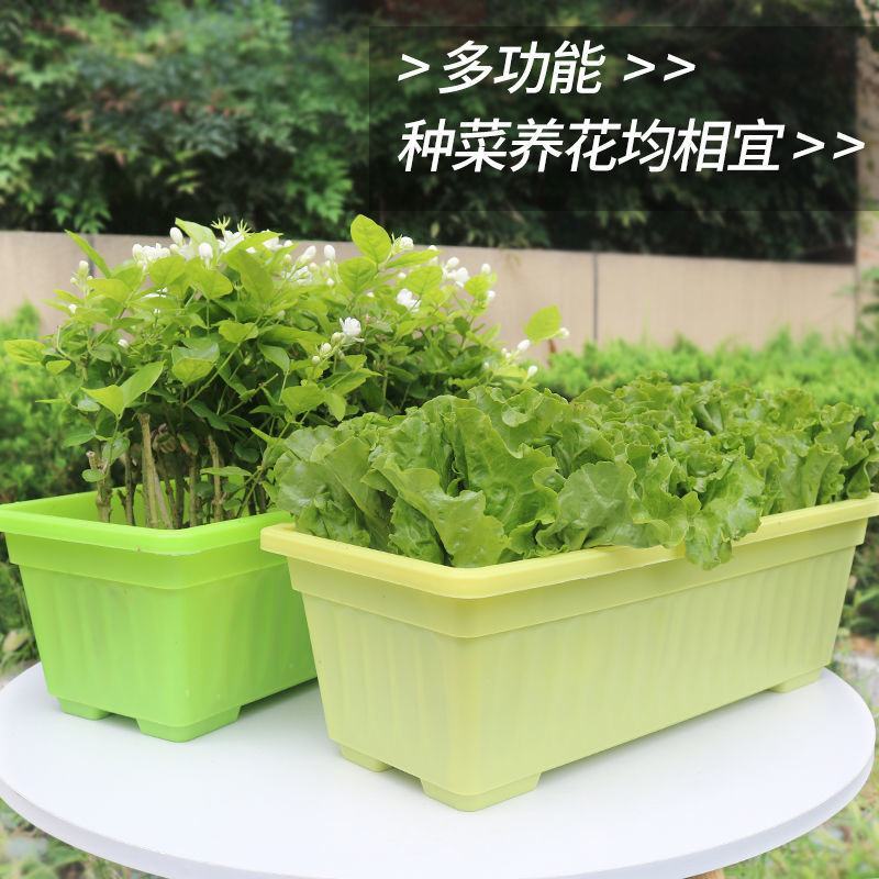 阳台种菜盆蔬菜种植箱家庭家用长方形花盆塑料花盆大号特价清