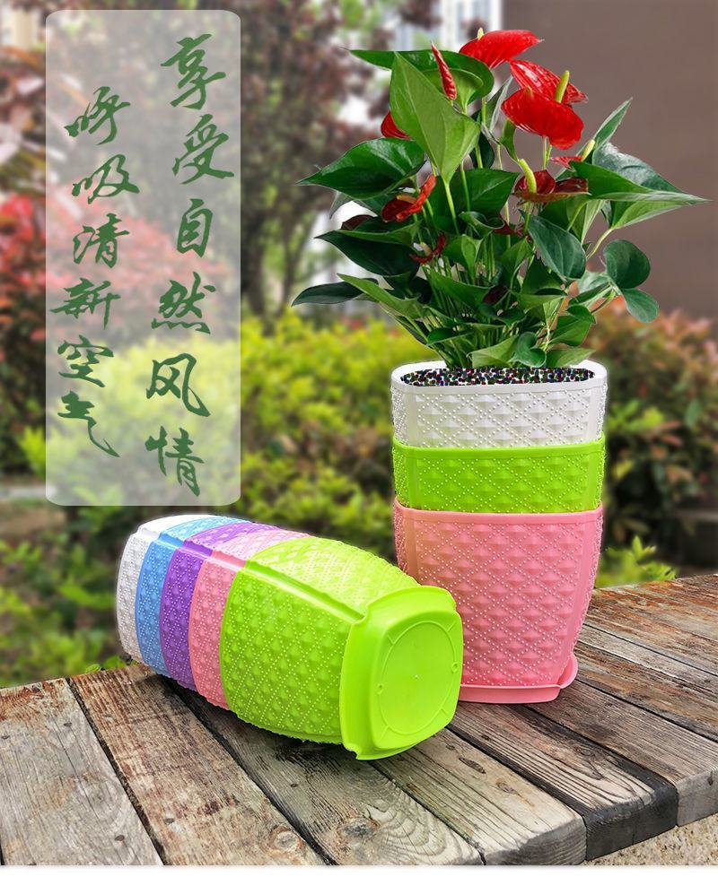 树脂塑料花盆批发绿萝多肉植物盆栽水培花盆带托盘加厚白方形