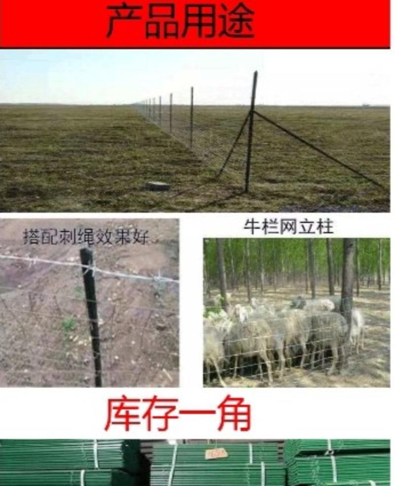 牛栏网铁丝网立柱加厚三角尖头实心铁立柱户外牛羊养殖隔离网