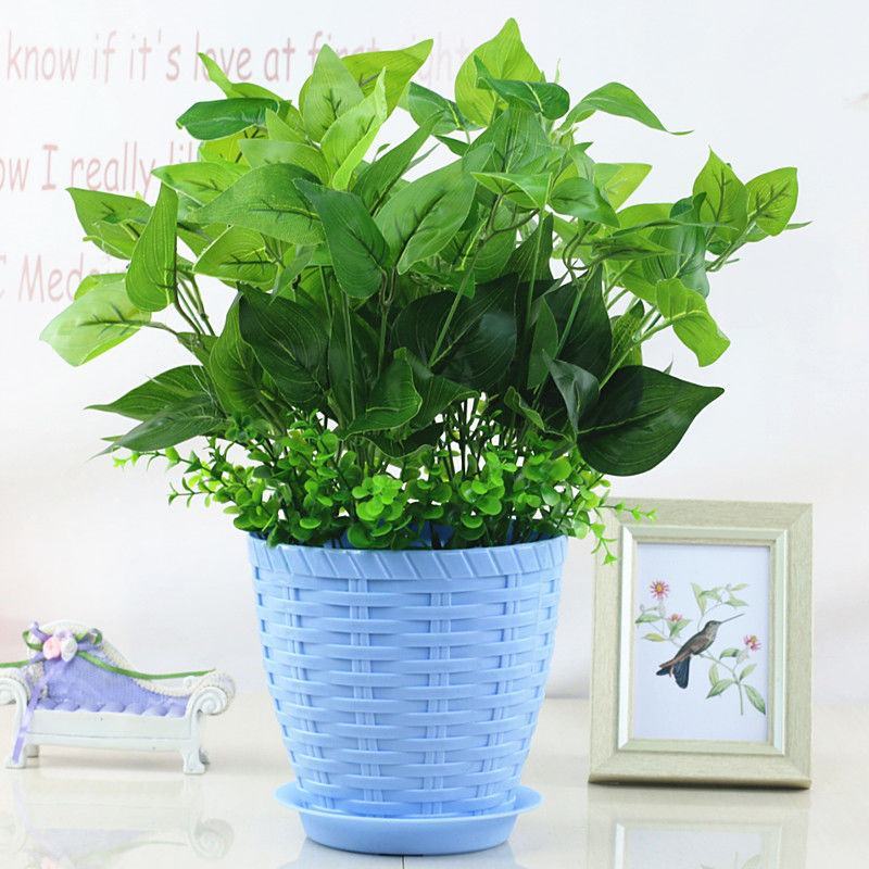整件批树脂花盆多肉特价清仓仿竹编款花卉绿植环保塑料创意