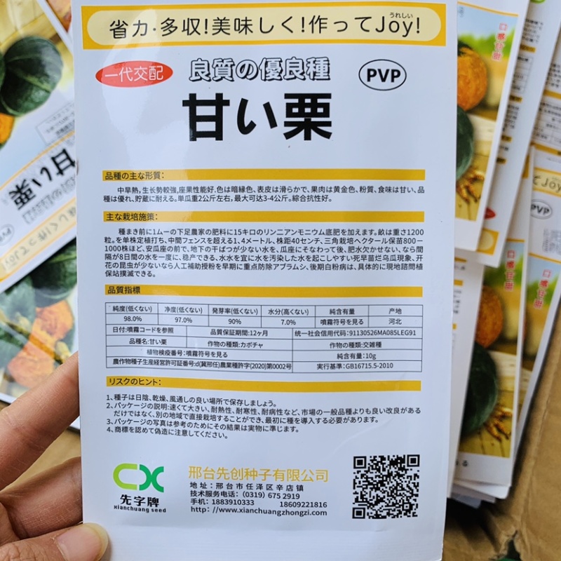 甘栗南瓜种子口感型南瓜味道粉甜抗病果肉金黄色粉质