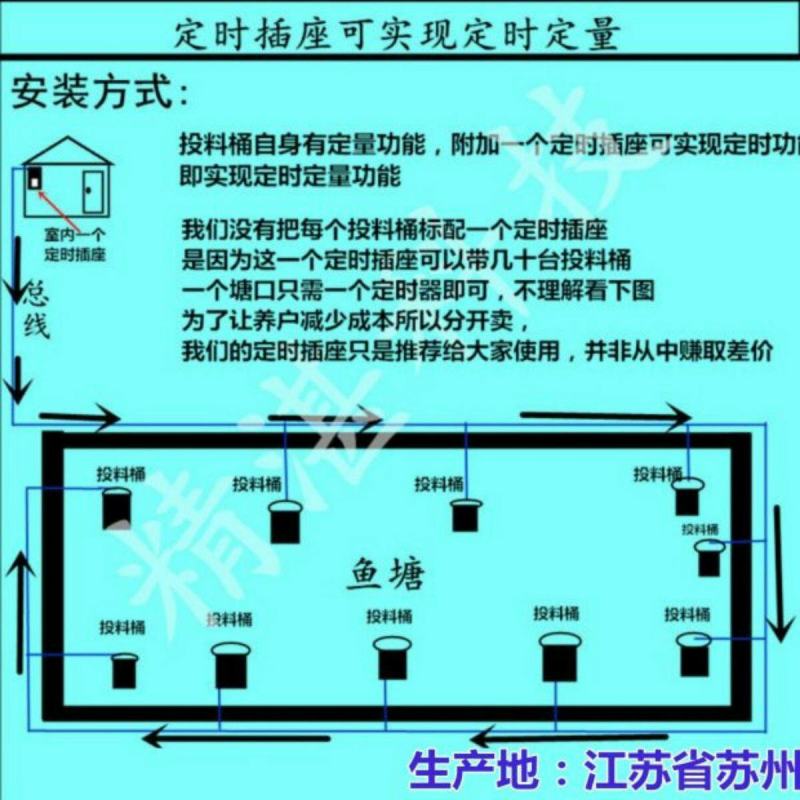 鱼苗粉料投料机筒投料桶泥鳅大头投喂水产饵料机虾鱼鳅投饵料