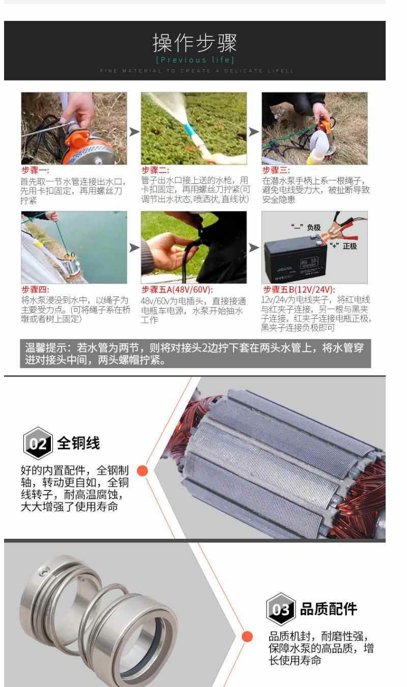 家用农用微型12V60v48V电动车水泵直流泵抽水机