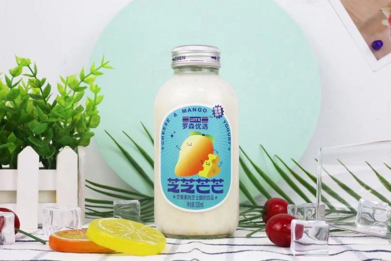 罗森优选酸奶饮品厂家直销大果粒高蛋白玻璃瓶便利店商超