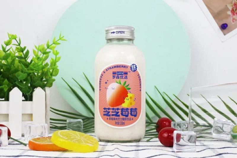 罗森优选酸奶饮品厂家直销大果粒高蛋白玻璃瓶便利店商超