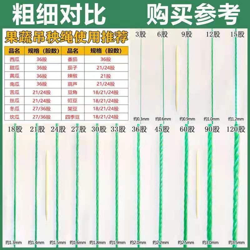大棚蔬菜黄瓜西红柿辣椒吊绳吊蔓绳吊秧绳熟料塑料绳子抗氧化