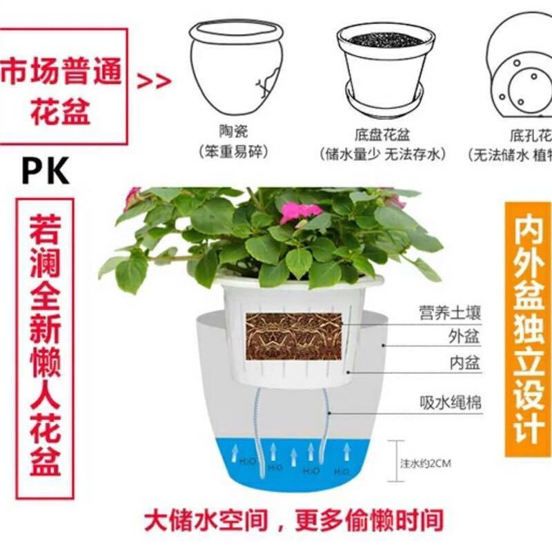 整件批发绿萝懒人自吸水式塑料花盆水培盆内附定植篮绿萝通用