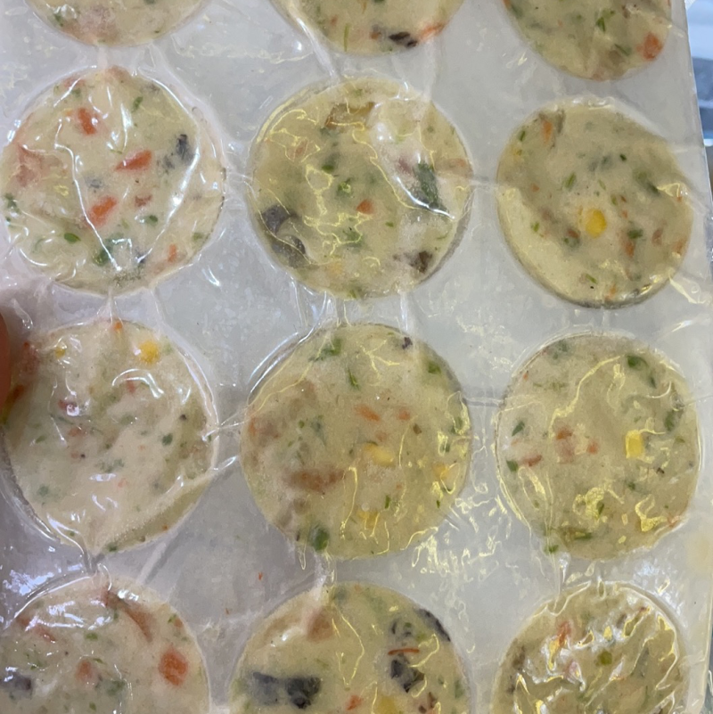 彩蔬虾饼锦葵白玉墨鱼饼宝宝辅食速冻生制品