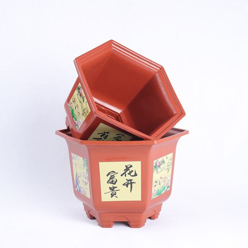 大号整件批新款六角花盆特大加厚塑料花盆果树盆栽复古中国风