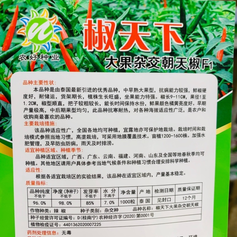 椒天下朝天椒种子大号单生朝天椒大果小米辣椒种子泰国进口