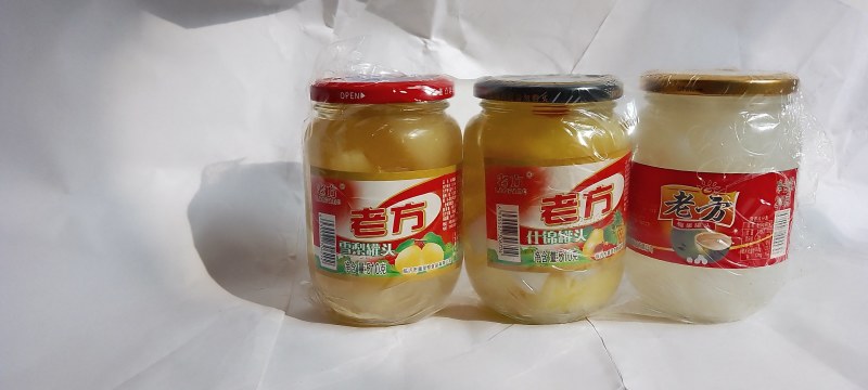 3连包黄桃，什锦，梨，苹果，葡萄，水果罐头。
